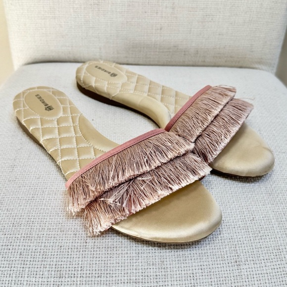 BIRDIES The Sparrow Blush Pink Fringe Slides Sandals Size 11 - Picture 4 of 16